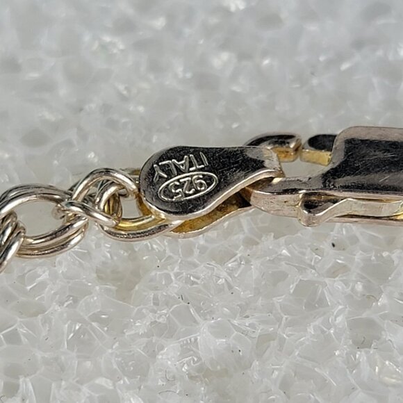 Vintage QGI Italy 925 Sterling Silver Cross Flip Flops Charm Chain Bracelet 7 in - Picture 6 of 10